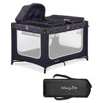 Dream On Me Emily Rose Deluxe Playard in Galaxy Blue with Changing Tray and Infant Bassinet | with Canopy | Waterproof Fabric | with Changing Station | JPMA Certified | Lightweight