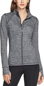 TSLA Women's Full Zip Sun Protection Running Track Jackets, Lightweight Athletic Workout Jackets, Active Sports Yoga Jacket XKZ10-DGR_Medium