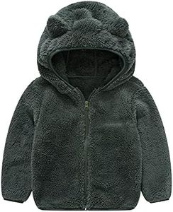 JESKIDS Toddler Girls Boys Fleece Hoody Jacket Zip Up Teddy Coat Warm Winter Outwear Green