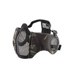 OneTigris 6" Foldable Half Face Airsoft Mesh Mask with Ear Protection, Military Tactical Lower Face Protective Mask (Camo Black)