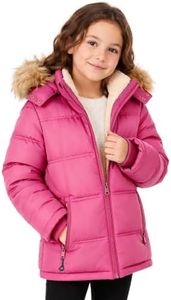 WENTTUO Girl Puffer Jackets Winter Coat Waterproof Sherpa Lined Warm Coats Windbreaker Hooded Parka Fleece Jacket for Girls