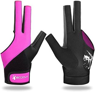 YFY Billiard Pool Gloves for Left Hand 3 Finger, Splicing Process, Snooker Cue Sport Glove Popular Sizes for Men & Women (Pink, M)