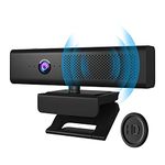 Full HD 1080P Computer Camera with 4 Built-in Omnidirectional Microphones and Speaker for Video Conference Streaming, USB External Webcam with Magnetic Privacy Cover for Desktop Monitor Laptop