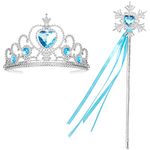 Yiran Princess Elsa Dress Up Accessories Set - Elsa Princess Tiara Crown and Magic Fairy Wand, Girls Party Cosplay Dress Costumes Accessories, Fancy Dress for Halloween, Wedding Party, Gift for Girls