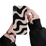 Ownest Compatible with iPhone XR Case, Fashion Simple Cute Zebra Stripes Pattern Wave design Phone Case for Women Girls Soft Silicone Protection Case for iPhone XR-Black