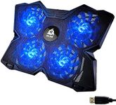 KLIM Wind Laptop Cooling Pad - More than 500 000 units sold - New Version 2024 - The Most Powerful Rapid Action Cooling Fan - Laptop Stand with 4 Cooling Fans at 1200 RPM - USB Fan - PS5 PS4 - Blue