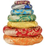 Hihealer Silk Brocade Cushion Pillow for Singing Bowl, Silk Ring Cushions Handmade in Nepal Round Cushion for Sound Bowls Meditation Accessories
