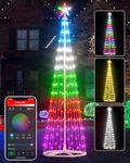 8FT Smart Outdoor Christmas Tree, App Control DIY Prelit Color Changing LED Christmas Tree Light Show, Magical Christmas Tree with Remote Waterproof Music Timer for Yard Home Decorations