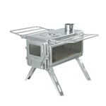 Winnerwell Nomad View Small Tent Stove | Portable Tiny Wood Burning Stove for Tents, Shelters, and Camping | 450 Cubic Inch Firebox | Precision Stainless Steel Construction | Includes Chimney Pipe