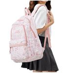 Lightweight Backpack for School Classic Backpack for men women Unisex Bookbag Water Resistant Casual Daypack Rucksack for Business Work College Travel,Pink v5