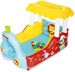 Bestway Fisher-Price Locomotive à Vapeur Gonflable avec Piscine à balles et 25 balles de Jeu colorées, 132 x 94 x 89 cm, Multicolore