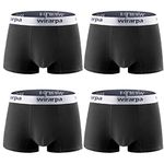 wirarpa Men's Cotton Trunks Underwear Comfortable Supportive Wide Waistband Underpants No Fly Black 4 Pack Small