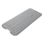 Amazer Bath Tub Mat Non-Slip Mildew Resistant Shower Mats with Suction Cups Machine Washable 40" x 16" (Gray)