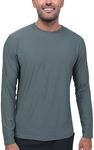 INTO THE AM Athletic Dri Fit Gym Shirt for Men - Performance Long Sleeve Minimal Plain Workout Shirt (Indigo, X-Large)