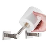 Pivoting Toilet Paper Holder Square Metal Toilet Roll Holder for Mega Roll Modern Bathroom Stainless Steel Tissue Roll Hangers Tp Holder Storage Wall Mount (Brushed Nickel)