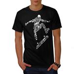 Wellcoda Skateboard Trick Sport Mens T-Shirt, Detailed Design Print Tee Black L