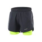 Lixada Men's 2-in-1 Running Shorts Quick Drying Breathable Active Training Exercise Jogging Cycling Shorts with Longer Liner