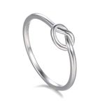 BORUO 925 Sterling Silver Ring Love Knot Promise Friendship High Polish Comfort Fit Band Ring Size 4-12, Sterling Silver, Platinum