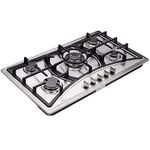 Deli-kit 34 Inch Gas Cooktop Dual Fuel Sealed 5 Burners Stainless Steel Drop-In Gas Cooktop Gas Hob DK258-A07 Gas Cooker