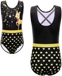 XFGIRLS Leotards for Girls Sparkle Dancing Ballet Gymnastics Kids Sleeveless Girls Christmas Gymnastics Leotards 3-14Years, Black Gold, 11-12 Years