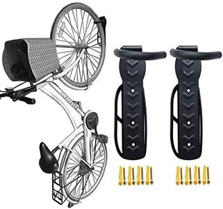 2PCS Bike Rack Garage Wall Mount Bike Hanger Storage System Vertical Bike Hook for Indoor Shed Easily Hang/Detach Heavy Duty Holds up to 65 lb with Screws Black