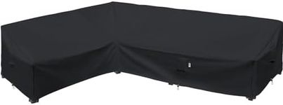 Flexiyard Heavy Duty Outdoor Sectional Sofa Cover, 90" X 120" L Shaped Waterproof 600D Patio Sectional Couch Cover (Midnight Black, L-Shaped-Left Facing-90 x 120)