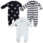 Little Peaches Newborn Baby Cotton Sleepsuits/Sleep Romper/Bodysuits/Jumpsuits, Front Open, Snap Closure, Full Sleeves (3-6 Months, Baby Boy, Pack of Any 3), Multicolor, 3 Months-6 Months