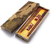 Chopsticks Reusable- Chinese Style, Wooden Dragon and Phoenix Chopsticks with Holder and Carrying Bag, Chinese Gift Set Chopsticks Set（2 Pairs）…