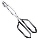 MSY BIGSUNNY Scissor Tongs Heavy Duty Cooking Tongs with Soft Handles (Stainless Steel, Black 11")