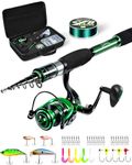 Ghosthorn Fishing Rod and Reel Combo, Graphite Telescoping Fishing Pole Collapsible Portable Travel Kit with Carrier Bag for Freshwater Fishing Gift for Men