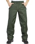 33,000ft Men's Rain Pants, Waterproof Rain Over Pants, Windproof Outdoor Pants for Hiking, Fishing Army Green