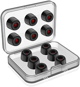 Earphone Tips F FEYCH Premium Replacement Earbud Tips Memory Foam Earphone Tips Blocking Noise Foam Tips Suit for 4.5-6.3mm Nozzle in-Ear Earphones with Storage Box(Large, 6 Pairs, Black)