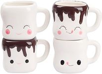 Marshmallow Mugs Set of 4 with Handle Cute Marshmallow Cups Cute Mugs for Kids Hot Chocolate Cocoa Mugs Gifts for Kids Women Christmas Mugs Mother's Day Cute Coffee Mug Set 6OZ