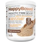 HappyBowel – Prebiotic Soluble Fibre Powder Supplement with Probiotics for Gut Health. Inulin FOS, Psyllium Husk, Glucomannan, Beet, L-Glutamine, Peppermint - 12g High Fiber Drink - 180g (36 Servings)