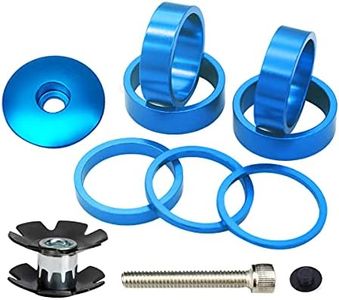 PLATTBK Bike Headset Spacer 1 1/8 Inch,Aluminium Alloy Bicycle Headset Spacers with Stem Top Cap,Headset Star Nut for MTB BMX Road Bike (Blue)