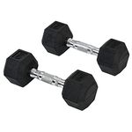 HOMCOM Rubber Dumbbell Sports Hex Weights Sets Home Gym Fitness Hexagonal Dumbbells Kit Weight Lifting Exercise (2 x 5kg)