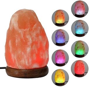 FANHAO USB Himalayan Salt Lamp with 7 Colors Changing, Natural Crystal Salt Rock Lamp Table Lamps for Gifts, Home Décor - Hand Carved, LED Bulb and Real Rubber Wood Base