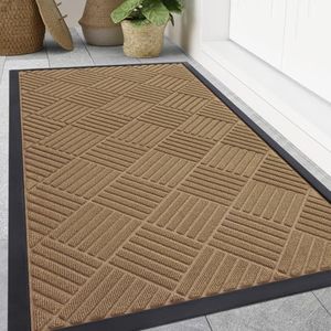 Smiry Front Door Mat Outside Entrance, Heavy Duty Outdoor Indoor Mat, Natural Rubber Doormat, Non Slip, Trap Dirt and Moisture, Easy Clean, Low Profile Patio Porch Entryway Mat, 71x47, Coffee