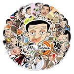 STAR WORK 50 Pcs Cute Stickers, Cartoons,Vinyl Waterproof Stickers for Water Bottles Laptop Skateboard Journaling Scrapbook, Sticker Decals for Adults Teens Girls Kids and Women (MR.Bean)