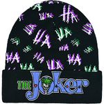 Concept One Unisex's Dc Comics The Joker Beanie Hat, Knitted Cuffed Winter Skull Cap, Black, One Size