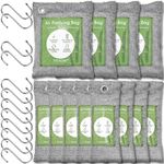 12 Pack Bamboo Charcoal Air Purifying Bag, Activated Charcoal Bags Odor Absorber, Moisture Absorber, Natural Car Air Freshener, Shoe Deodorizer, Odor Eliminators For Home, Pet, Closet (8x50g, 4x200g)