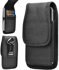 Tiflook Phone Holster Fit for LG Stylo 5 4 3/V40 G8X G8 G7 ThinQ/K30 Plus/K8 2018/Phoenix 4/Aristo 3 2 up to 6.7〞with Clip&Loops,Nylon Oxford Pouch Belt Loop Belt Clip Case Holster w/Card Slot(Black)