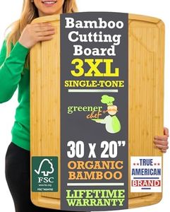 GREENER CHEF 30 Inch 3XL Extra Large Cutting Board With Lifetime Replacements - Oversized Bamboo Stove Top Cover Noodle Board - Wooden Meat Carving and Charcuterie