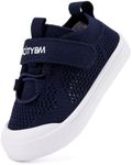 BMCiTYBM Toddler Shoes Walking Sneakers Mesh Barefoot Boys Girls Breathable Tennis Outdoor Indoor Slip On Navy Size 9 Toddler