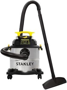 STANLEY Wet/Dry Vacuum SL18115, Stainless Steel Tank, 5 Gallon 4HP Shop Vacuum, Portable Style Ideal for Home/Shop/Jobsite Dust Collection Job with Vacuum Attachments, Silver+Yellow