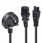 LINDY 30374 UK 3 Pin Plug to IEC C13 & IEC C5 Splitter Extension Cable, Black, 2.5m