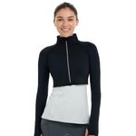 BloqUV Women's UPF 50+ Zip Front Crop Rash Guard Black M