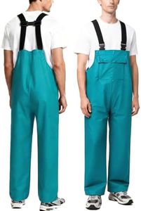 Niruoxn Waterproof Workwear Bib Rain Pants for Men Women Packable Rain Gear Outdoor Fishing Hiking Overalls Blue Green