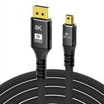 H.May 8K60hz Mini DP to DP1.4 Adapter Cable,32.4Gbps Video Data HD Cable,Support 4K@120Hz/144Hz2K@144Hz/165Hz for Macbook,IMAC,MAC,TV,Projector,Monitor,etc. (3 M)