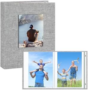 elfonsol Small Photo Album 5x7-2 Pack, Clear Pages, Linen Cover with Front Window, Each Mini Album Holds 52 Photos, Small Photo Book for 5x7 Pictures, Grey